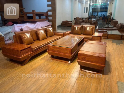 Sofa 2 Văng Gỗ Hương Chân Thuyền Hàng Dày | SFGS-0361